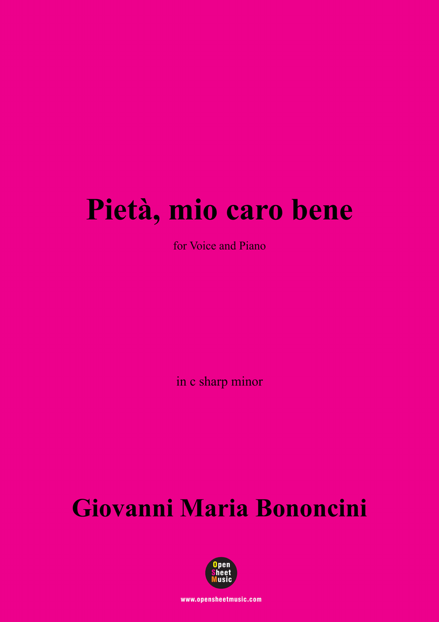 G. M. Bononcini-Pieta,mio caro bene,in c sharp minor Piano, Vocal scores gallery preview page 1