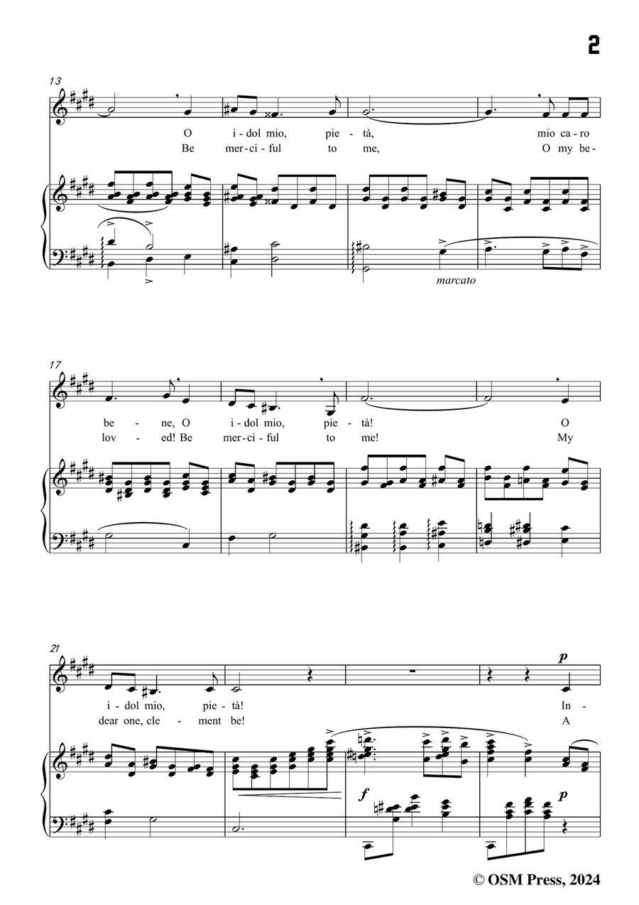 G. M. Bononcini-Pieta,mio caro bene,in c sharp minor Piano, Vocal scores gallery preview page 3