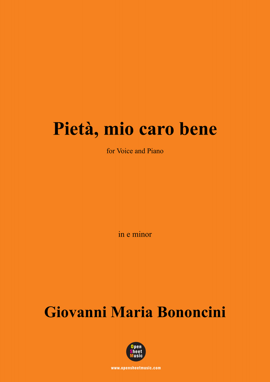 G. M. Bononcini-Pieta,mio caro bene,in e minor Piano, Vocal scores gallery preview page 1