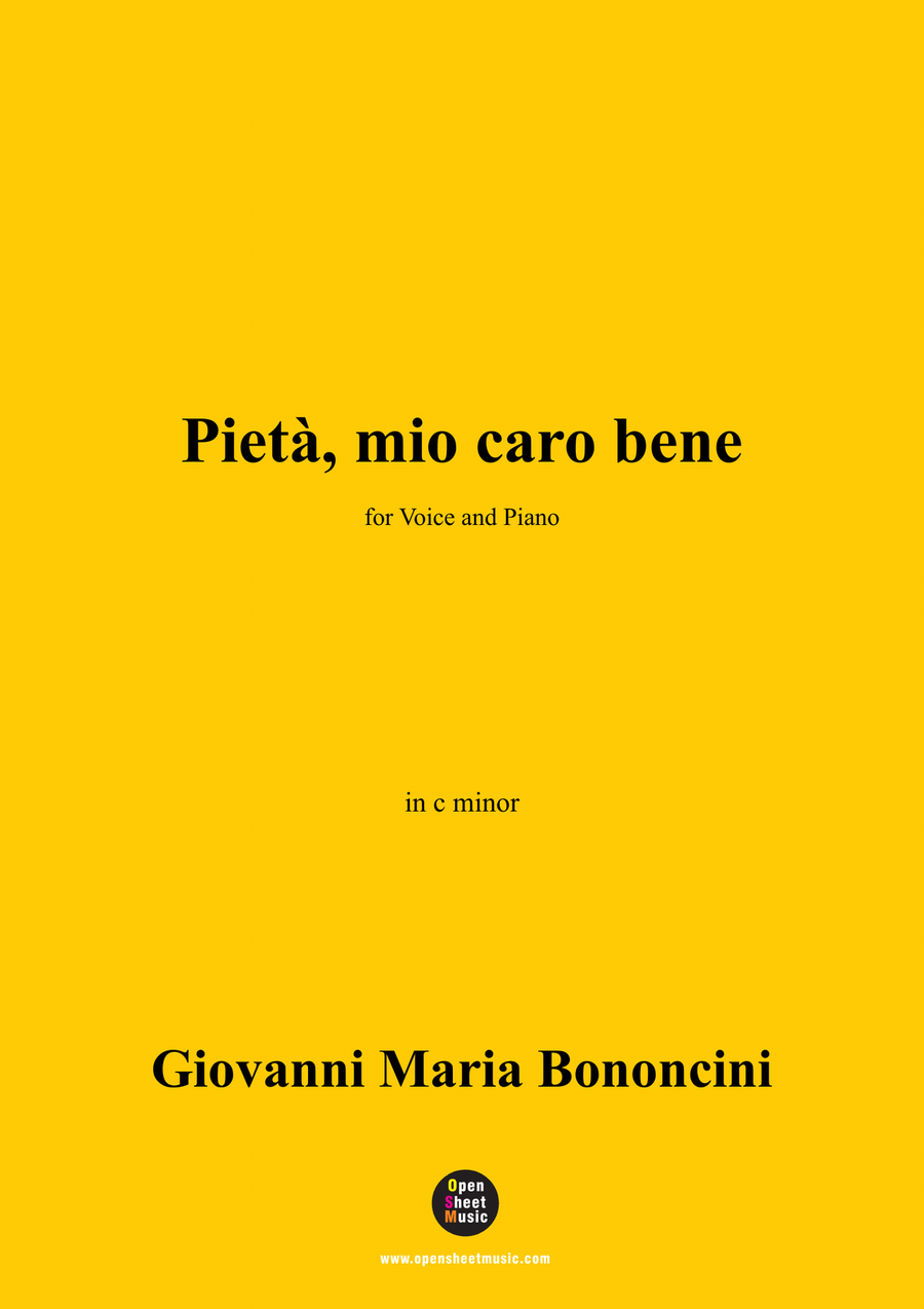 G. M. Bononcini-Pieta,mio caro bene,in c minor Piano, Vocal scores gallery preview page 1
