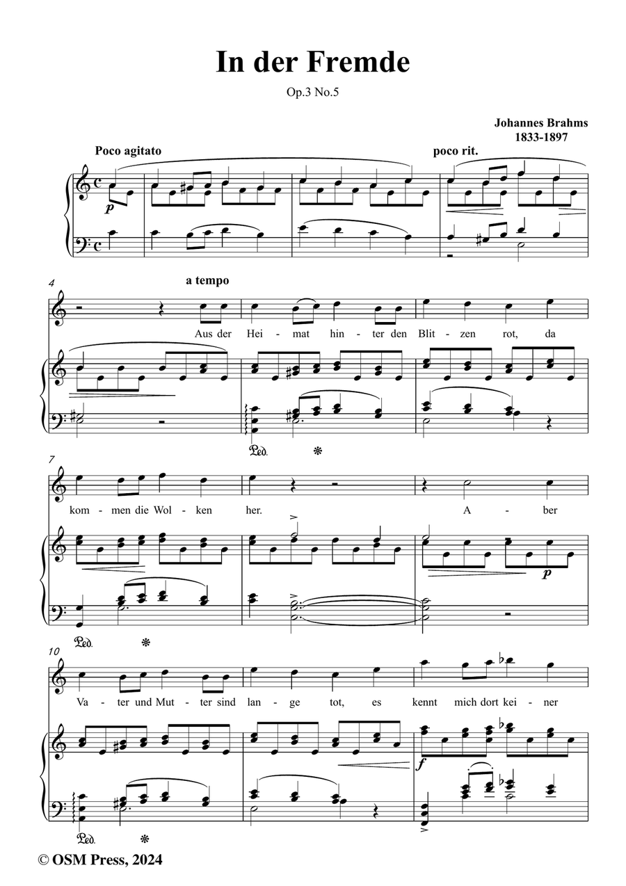 Brahms-In der Fremde,Op.3 No.5,in a minor Piano, Vocal scores gallery preview page 2