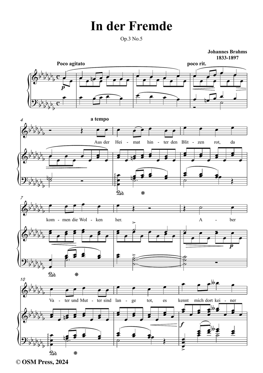 Brahms-In der Fremde,Op.3 No.5,in a flat minor Piano, Vocal scores gallery preview page 2