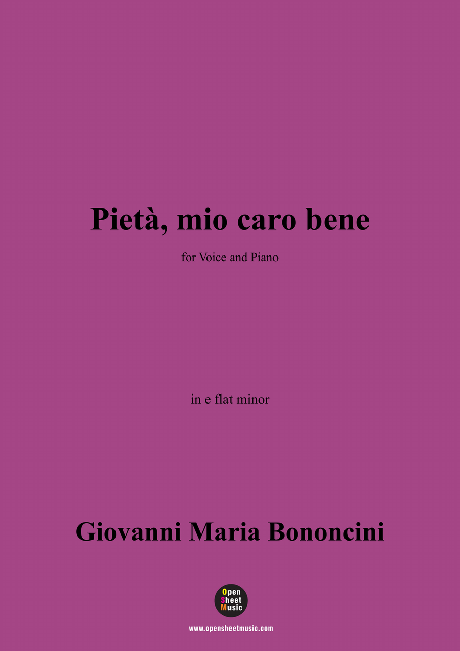 G. M. Bononcini-Pieta,mio caro bene,in e flat minor Piano, Vocal scores gallery preview page 1