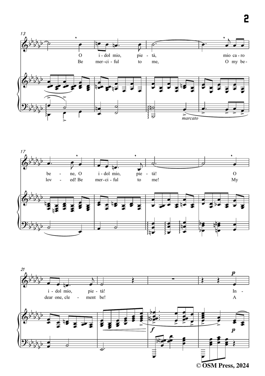 G. M. Bononcini-Pieta,mio caro bene,in e flat minor Piano, Vocal scores gallery preview page 3