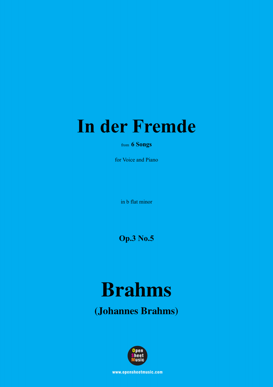 Brahms-In der Fremde,Op.3 No.5,in b flat minor Piano, Vocal scores gallery preview page 1