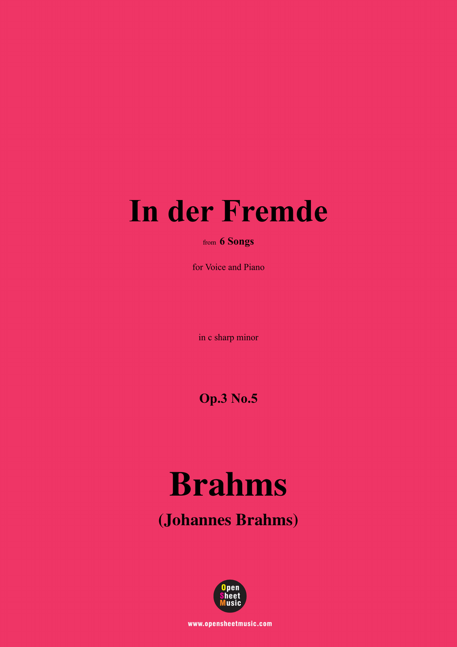 Brahms-In der Fremde,Op.3 No.5,in c sharp minor Piano, Vocal scores gallery preview page 1