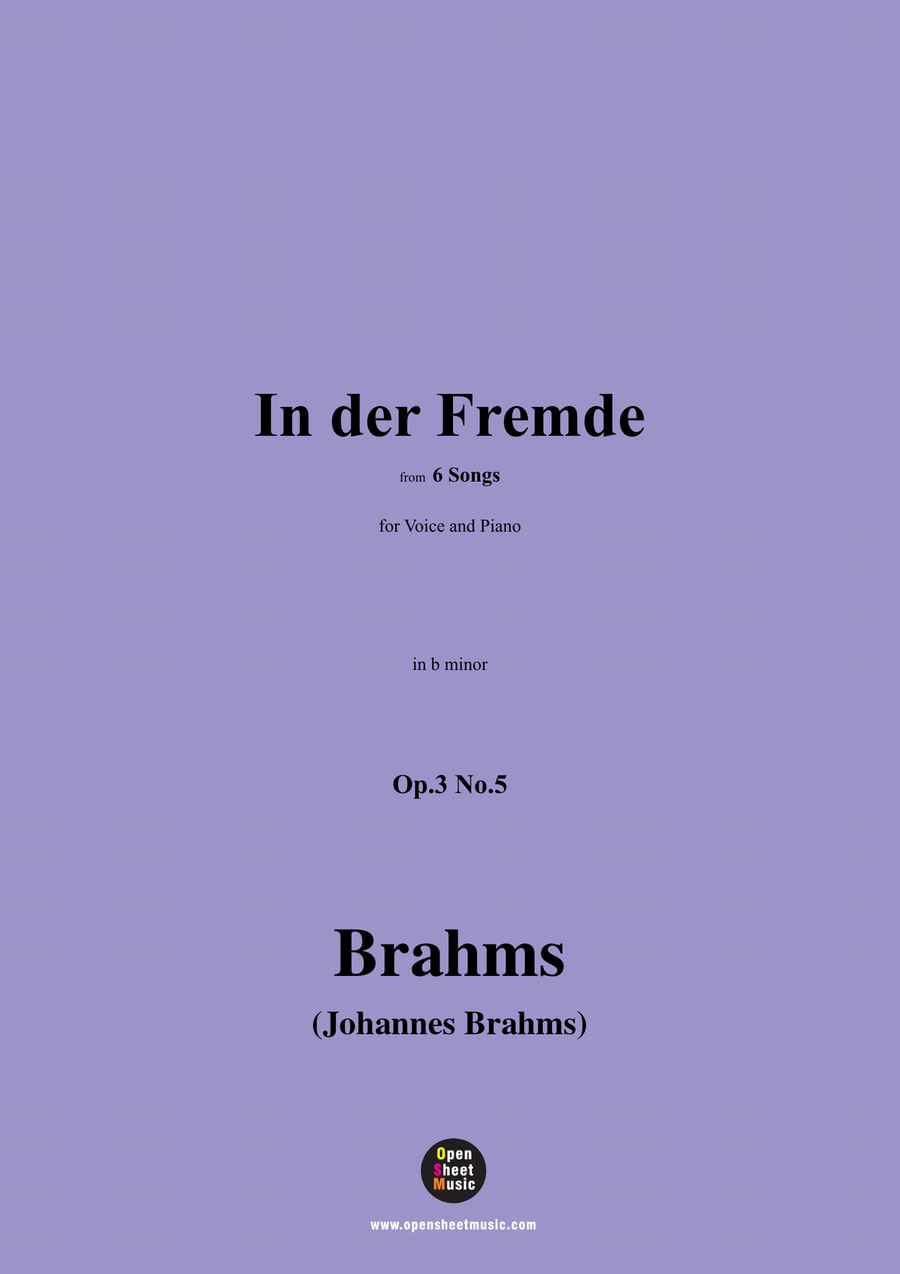 Brahms-In der Fremde,Op.3 No.5,in b minor Piano, Vocal scores gallery preview page 1