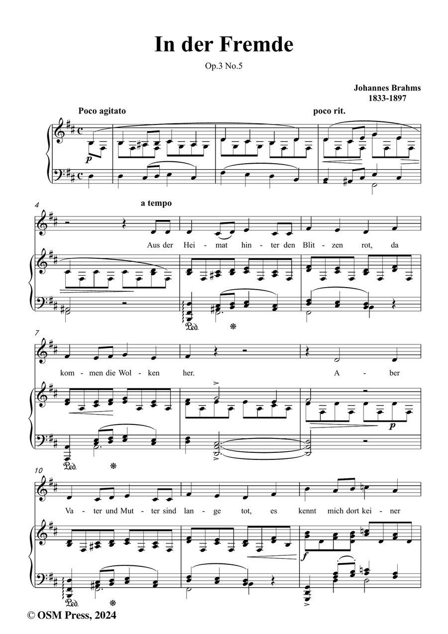 Brahms-In der Fremde,Op.3 No.5,in b minor Piano, Vocal scores gallery preview page 2