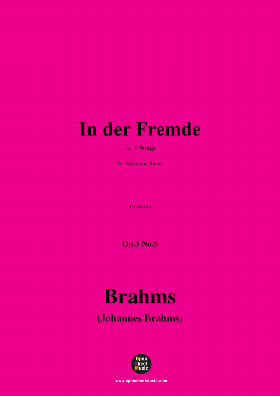 Brahms-In der Fremde,Op.3 No.5,from 6 Songs,in c minor Piano, Vocal scores gallery preview page 1