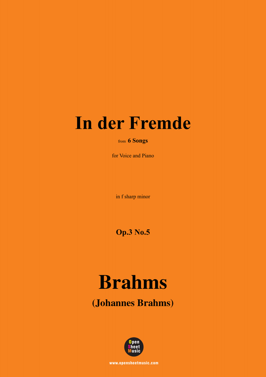 Brahms-In der Fremde,Op.3 No.5,in f sharp minor Piano, Vocal scores gallery preview page 1