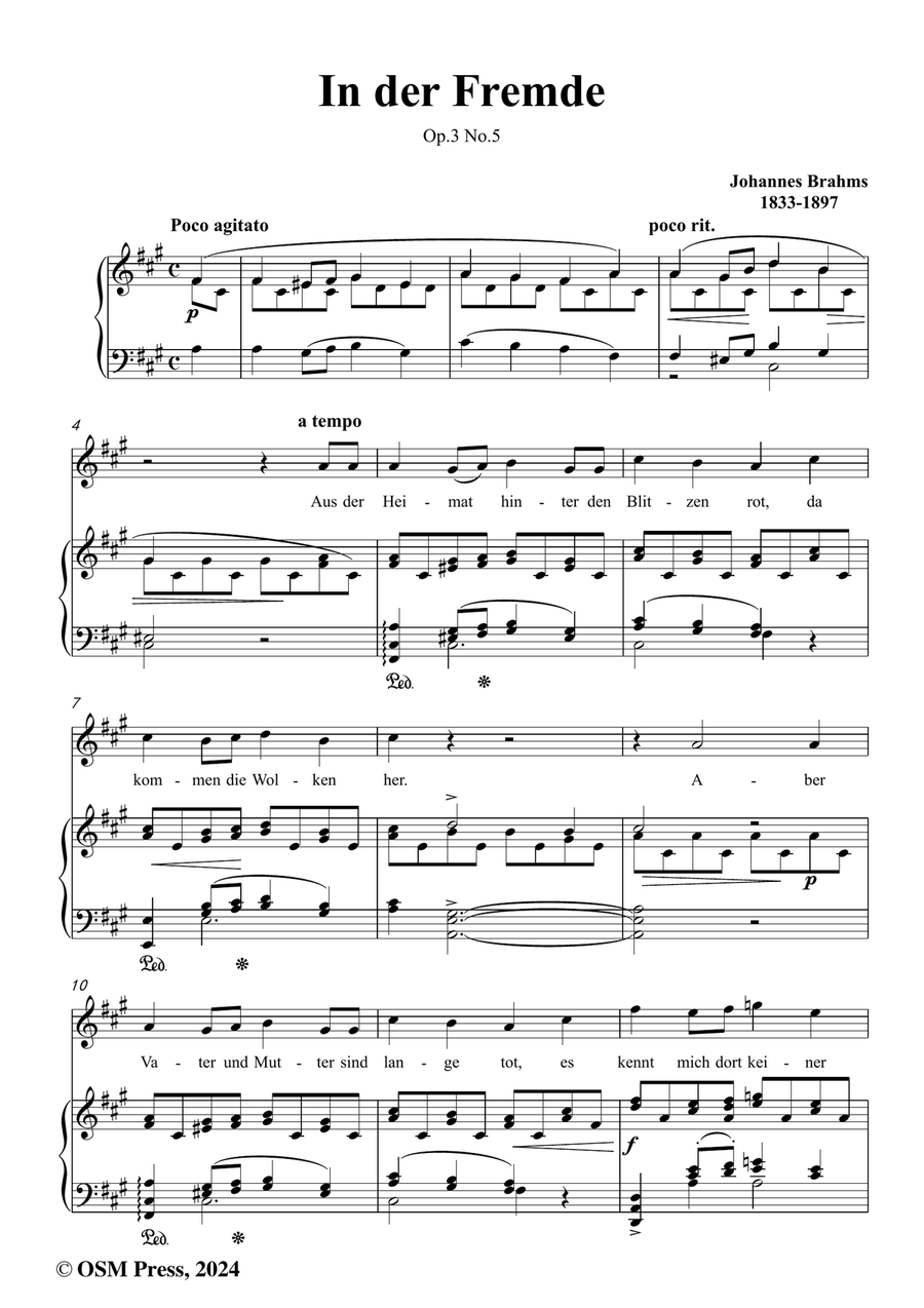 Brahms-In der Fremde,Op.3 No.5,in f sharp minor Piano, Vocal scores gallery preview page 2