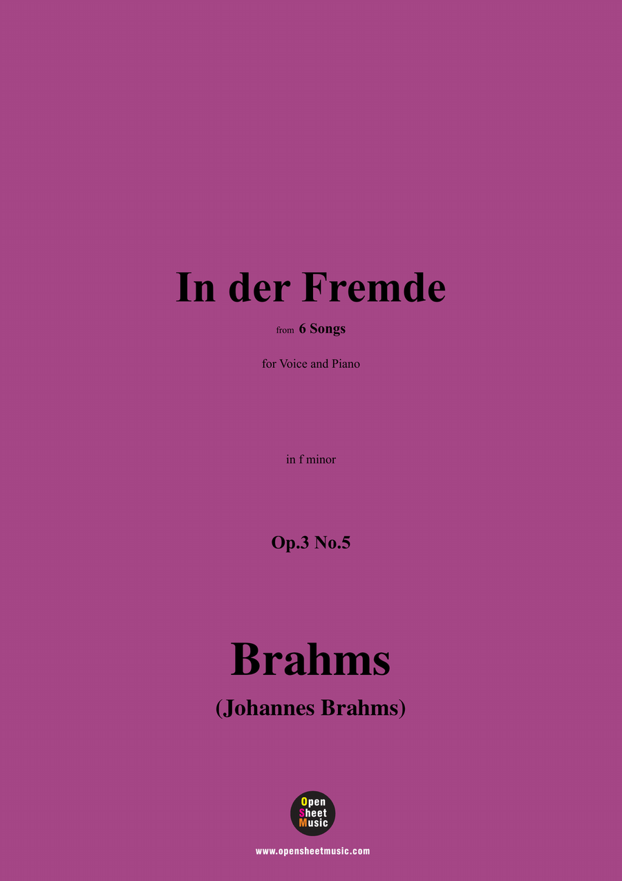 Brahms-In der Fremde,Op.3 No.5,in f minor Piano, Vocal scores gallery preview page 1