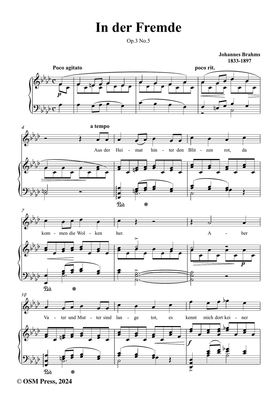 Brahms-In der Fremde,Op.3 No.5,in f minor Piano, Vocal scores gallery preview page 2