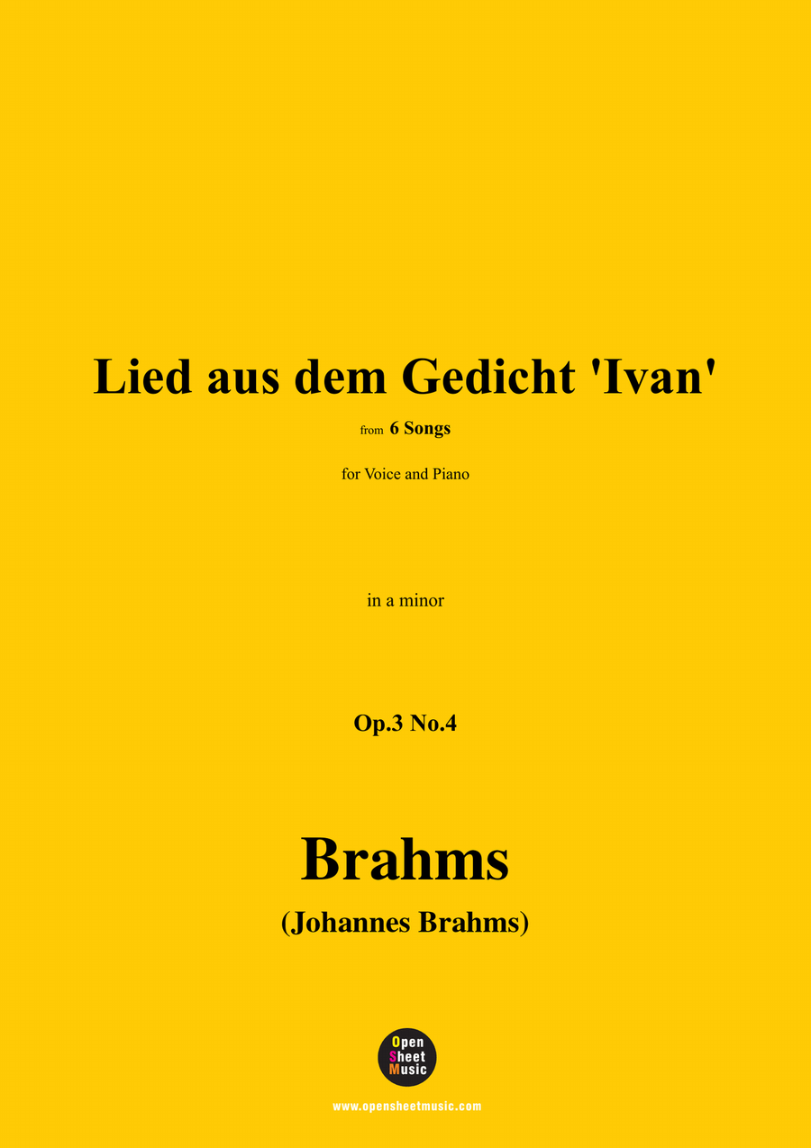 Brahms-Lied aus dem Gedicht Ivan,in a minor Piano, Vocal scores gallery preview page 1