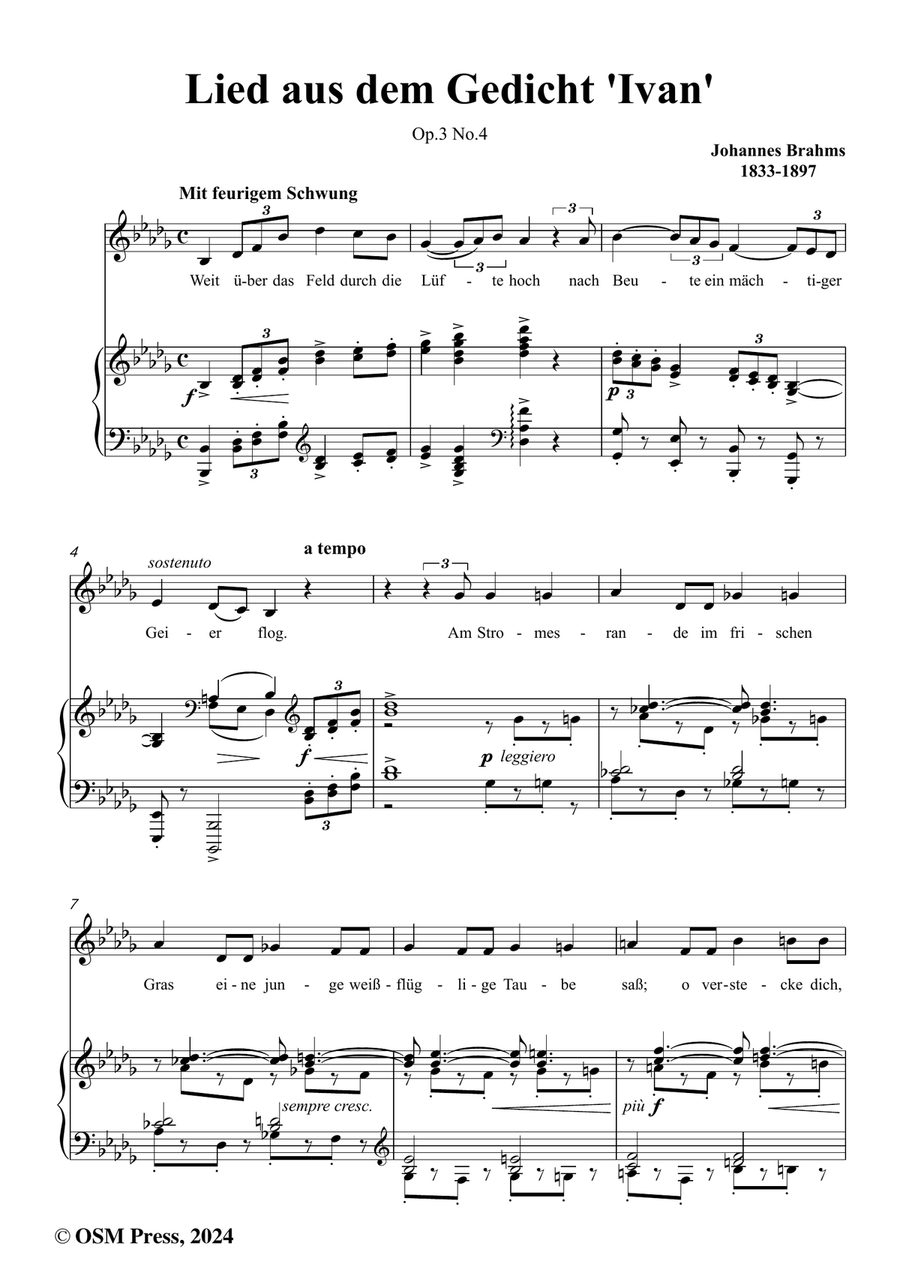 Brahms-Lied aus dem Gedicht Ivan,in b flat minor Piano, Vocal scores gallery preview page 2