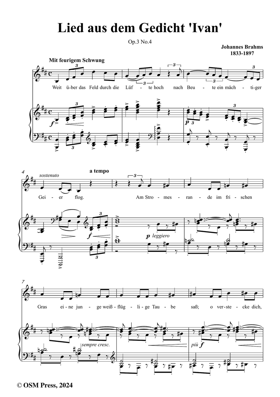 Brahms-Lied aus dem Gedicht Ivan,in b minor Piano, Vocal scores gallery preview page 2
