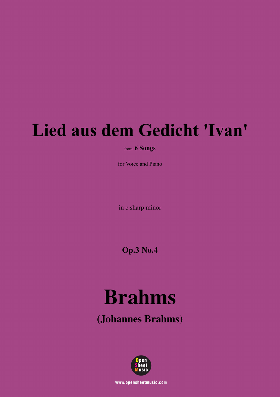 Brahms-Lied aus dem Gedicht Ivan,in c sharp minor Piano, Vocal scores gallery preview page 1