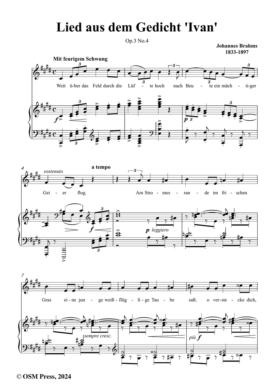 Brahms-Lied aus dem Gedicht Ivan,in c sharp minor Piano, Vocal scores gallery preview page 2