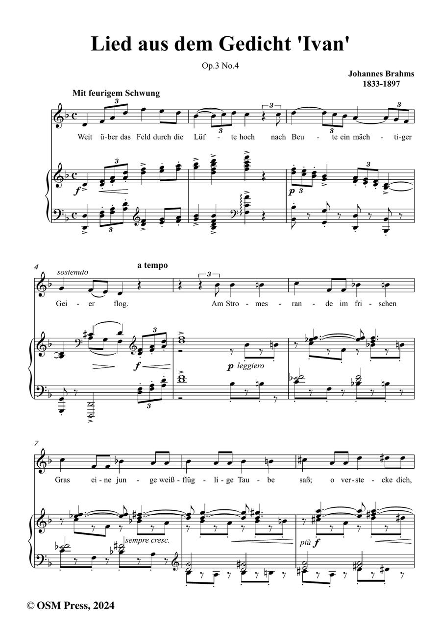 Brahms-Lied aus dem Gedicht Ivan,in d minor Piano, Vocal scores gallery preview page 2