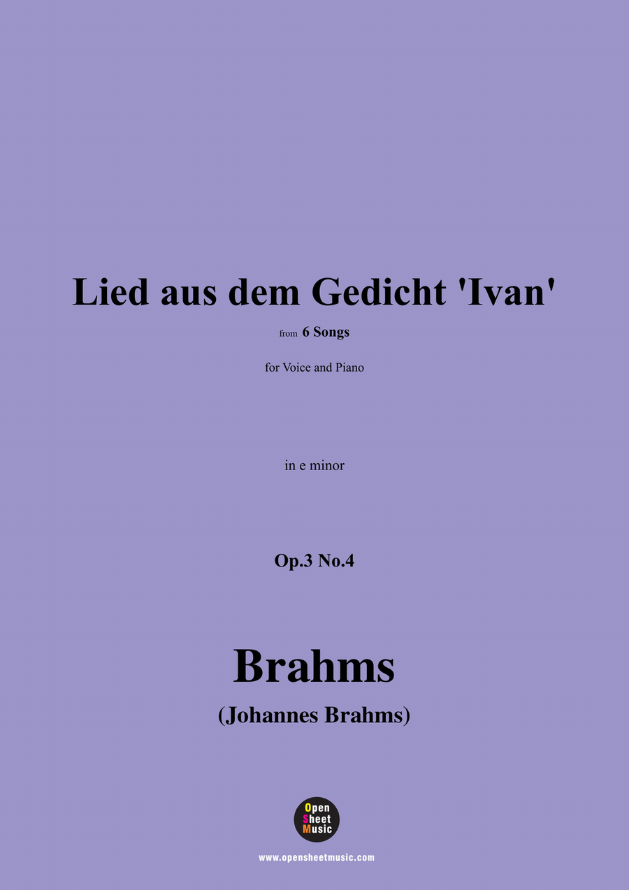 Brahms-Lied aus dem Gedicht Ivan,in e minor Piano, Vocal scores gallery preview page 1