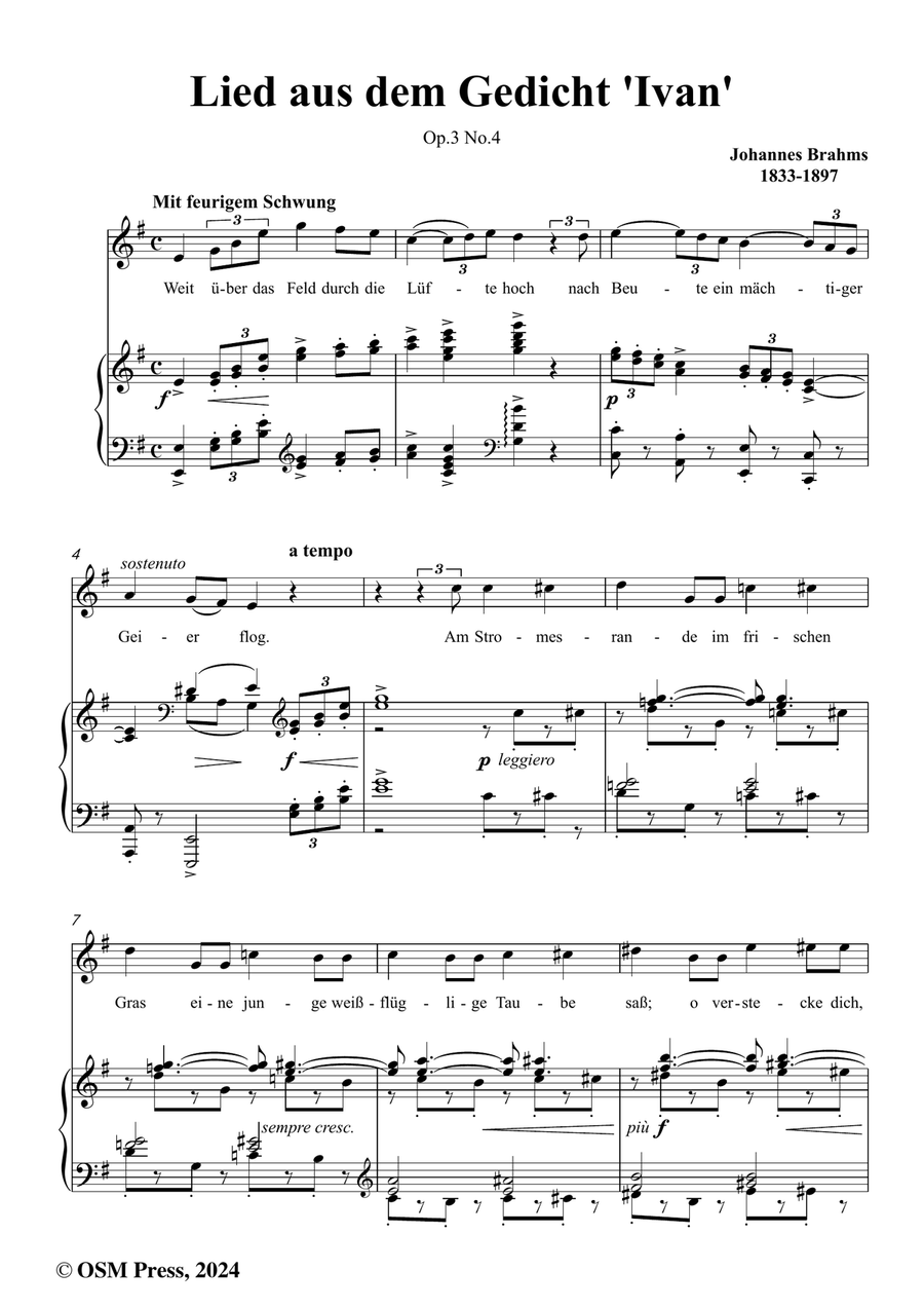 Brahms-Lied aus dem Gedicht Ivan,in e minor Piano, Vocal scores gallery preview page 2