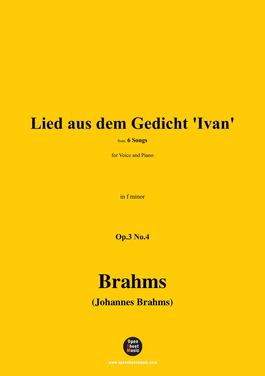 Brahms-Lied aus dem Gedicht Ivan,in f minor Piano, Vocal scores gallery preview page 1