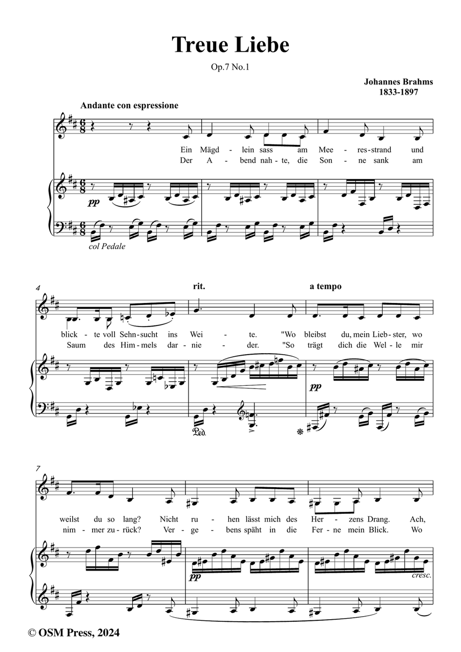 Brahms-Treue Liebe,in b minor Piano, Vocal scores gallery preview page 2