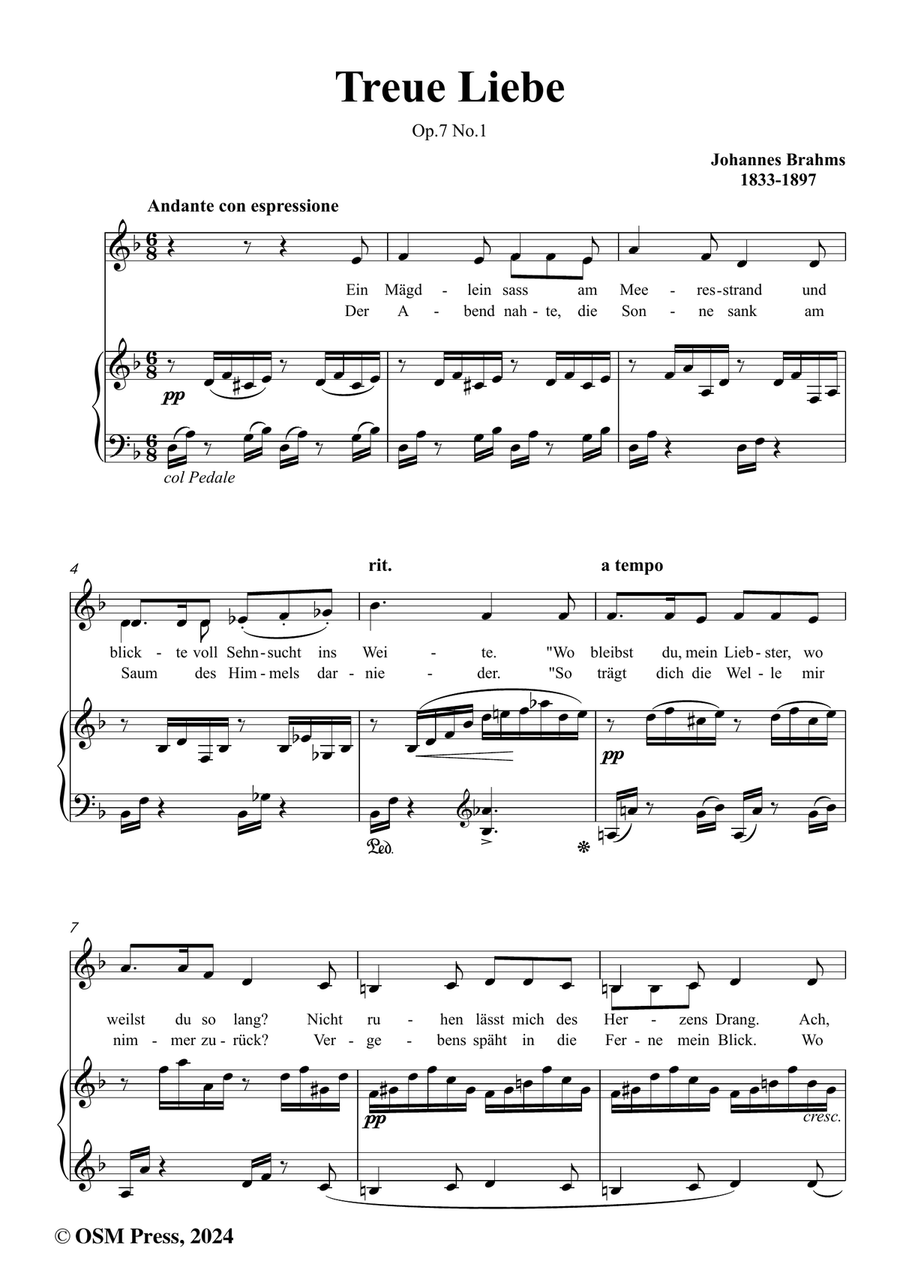 Brahms-Treue Liebe,in d minor Piano, Vocal scores gallery preview page 2