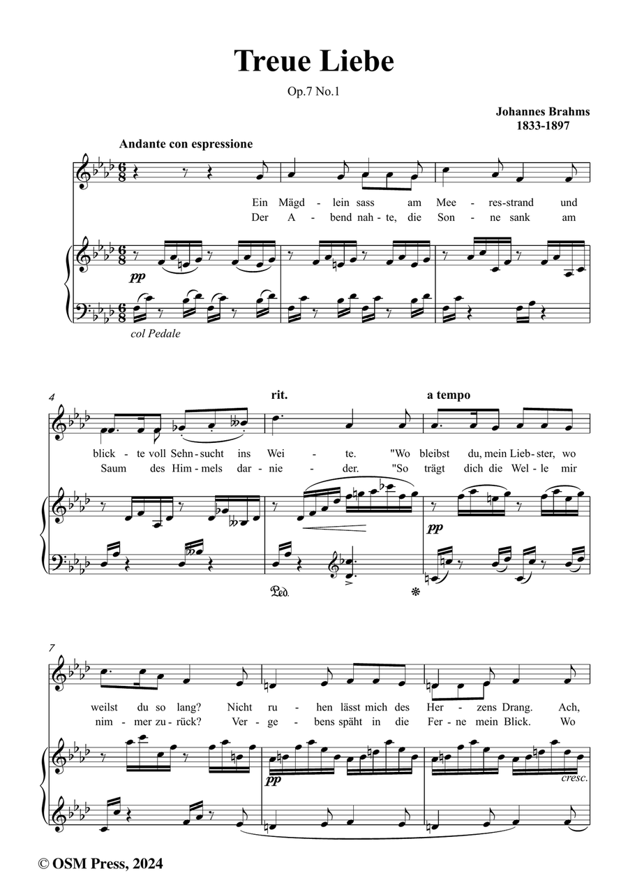 Brahms-Treue Liebe,in f minor Piano, Vocal scores gallery preview page 2