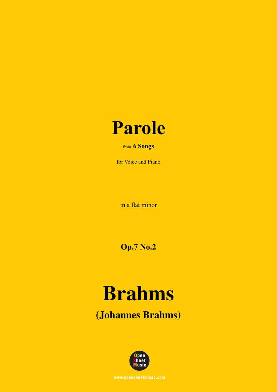 Brahms-Parole,Op.7 No.2,in a flat minor Piano, Vocal scores gallery preview page 1