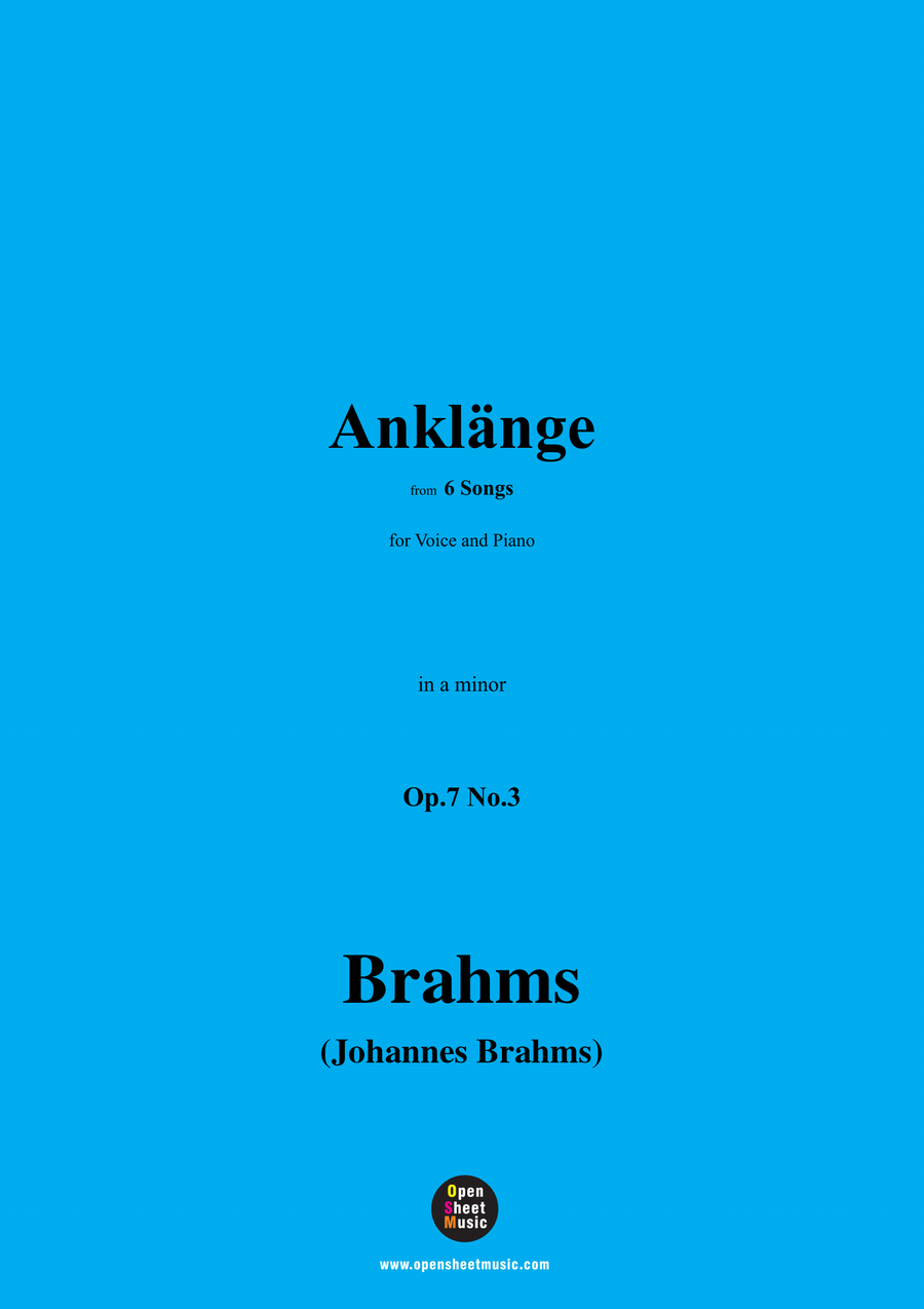 Brahms-Anklange,Op.7 No.3,in a minor Piano, Vocal scores gallery preview page 1