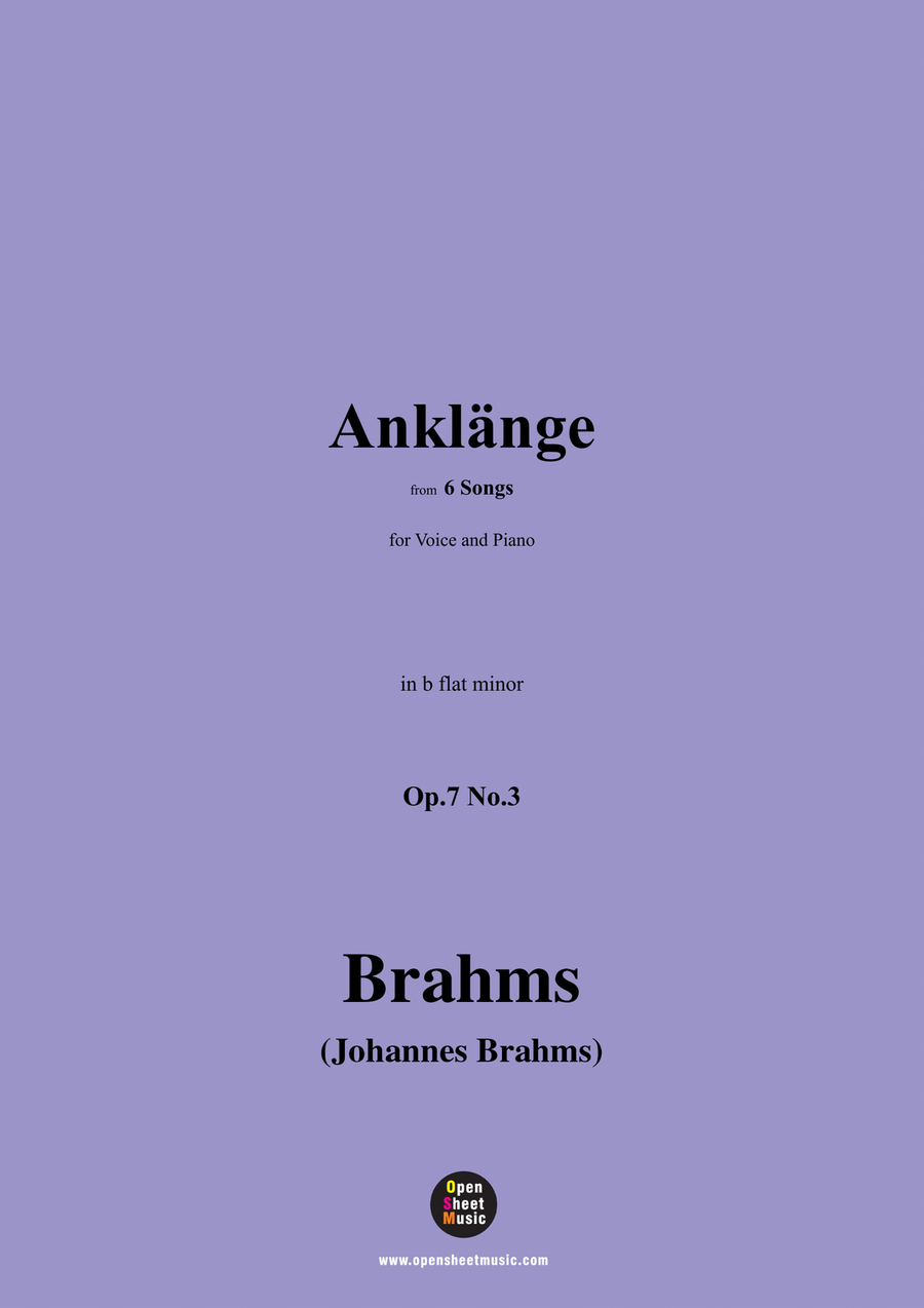 Brahms-Anklange,Op.7 No.3,in b flat minor Piano, Vocal scores gallery preview page 1