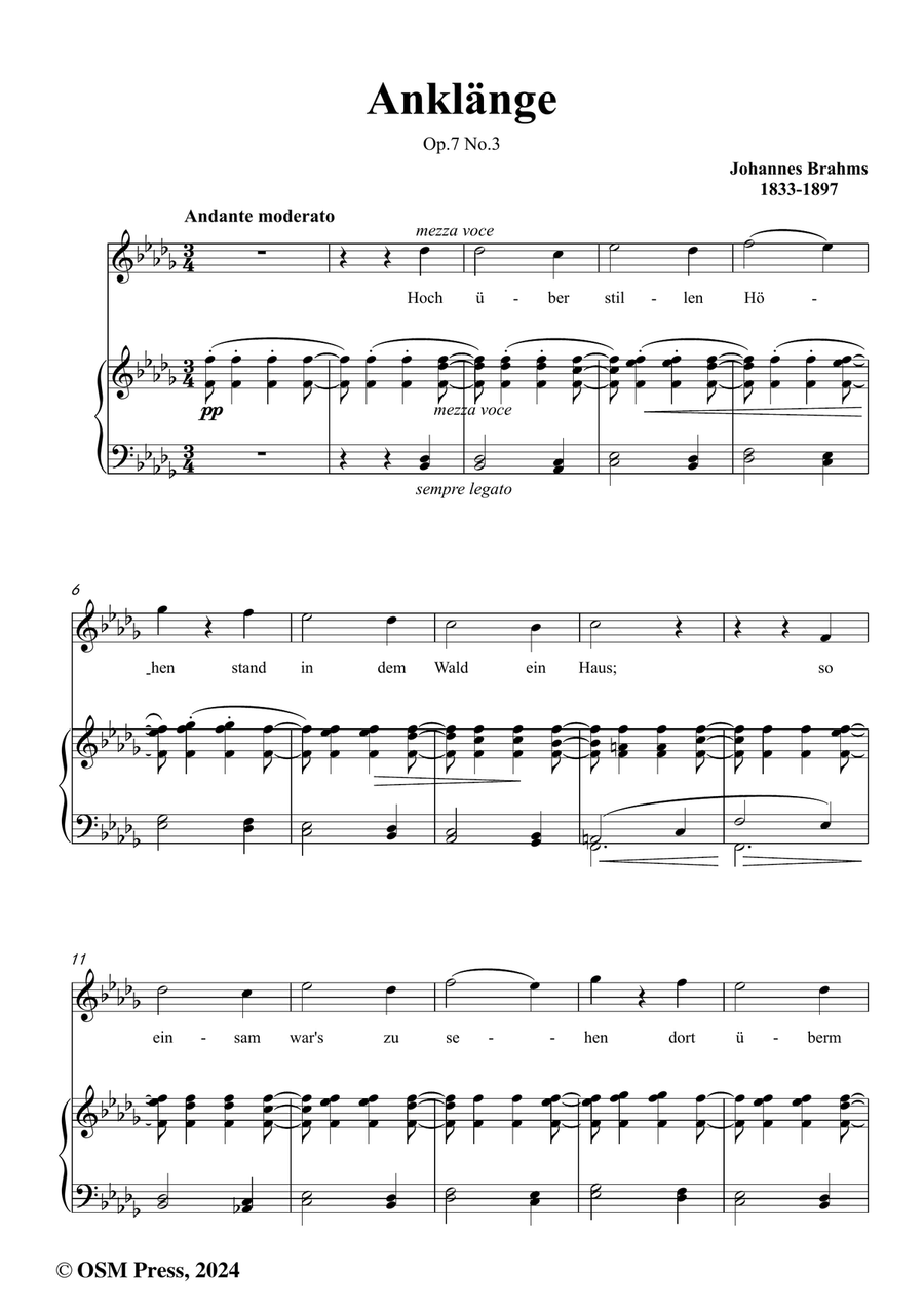 Brahms-Anklange,Op.7 No.3,in b flat minor Piano, Vocal scores gallery preview page 2