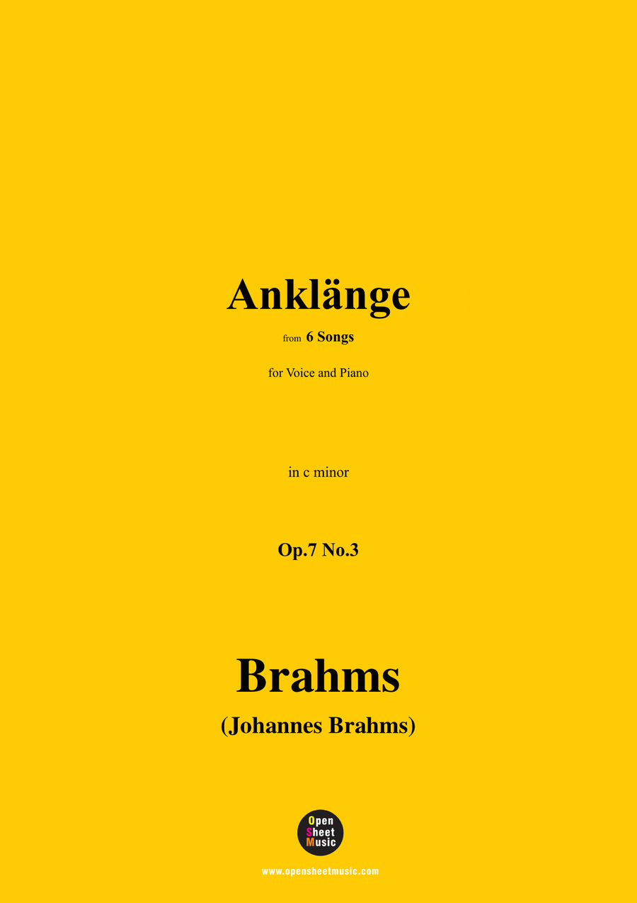Brahms-Anklange,Op.7 No.3,in c minor Piano, Vocal scores gallery preview page 1