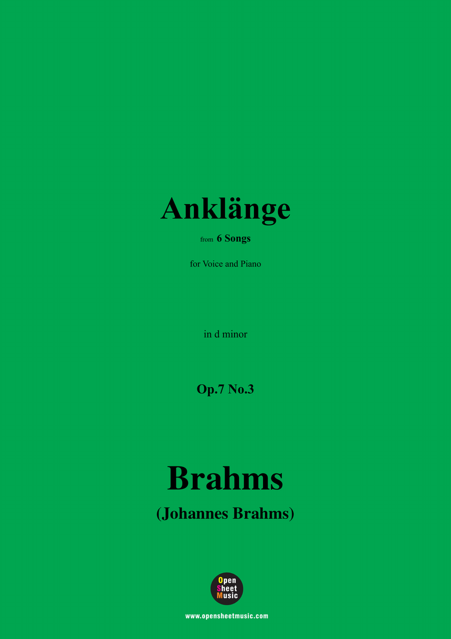Brahms-Anklange,Op.7 No.3,in d minor Piano, Vocal scores gallery preview page 1