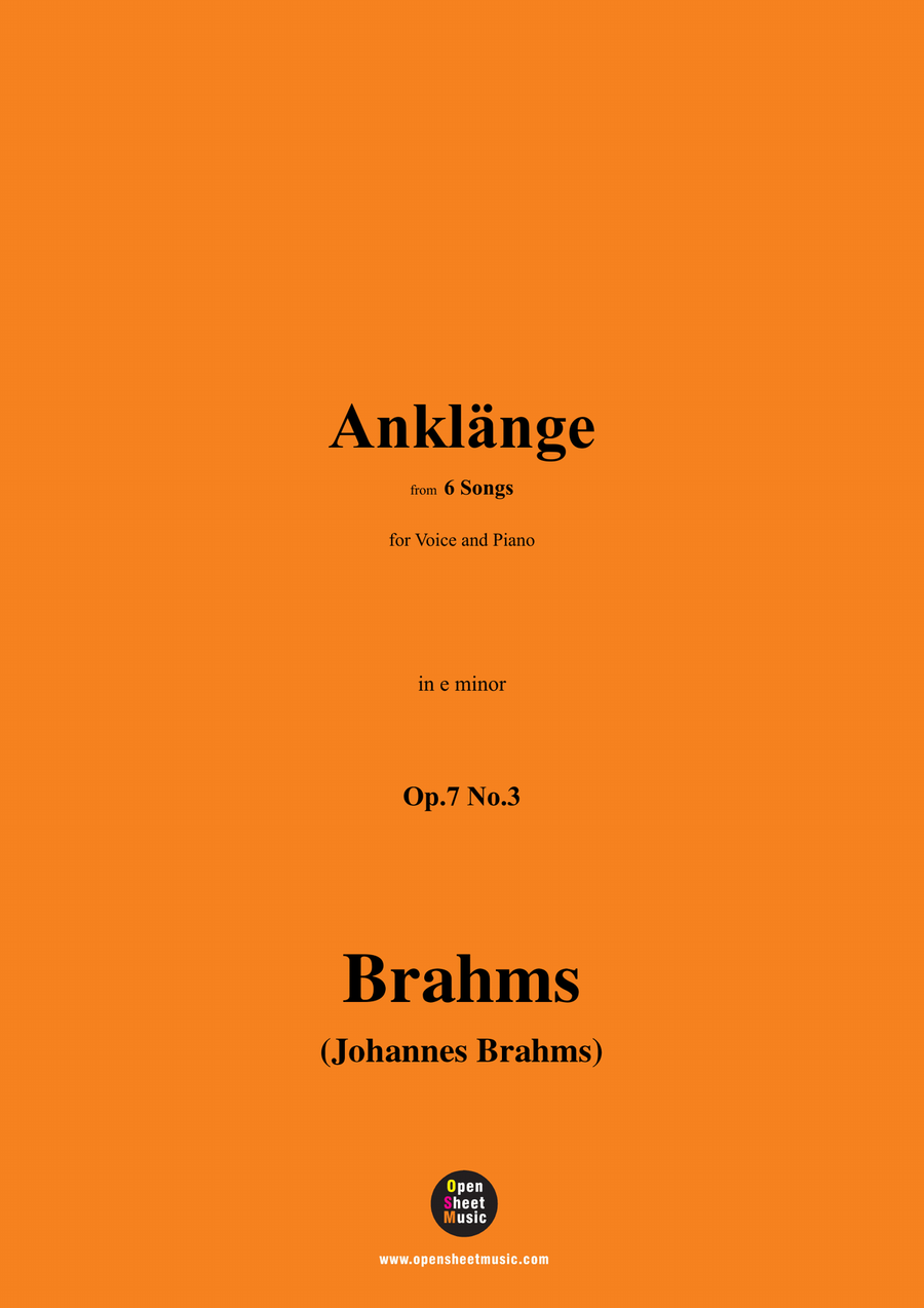 Brahms-Anklange,Op.7 No.3,in e minor Piano, Vocal scores gallery preview page 1