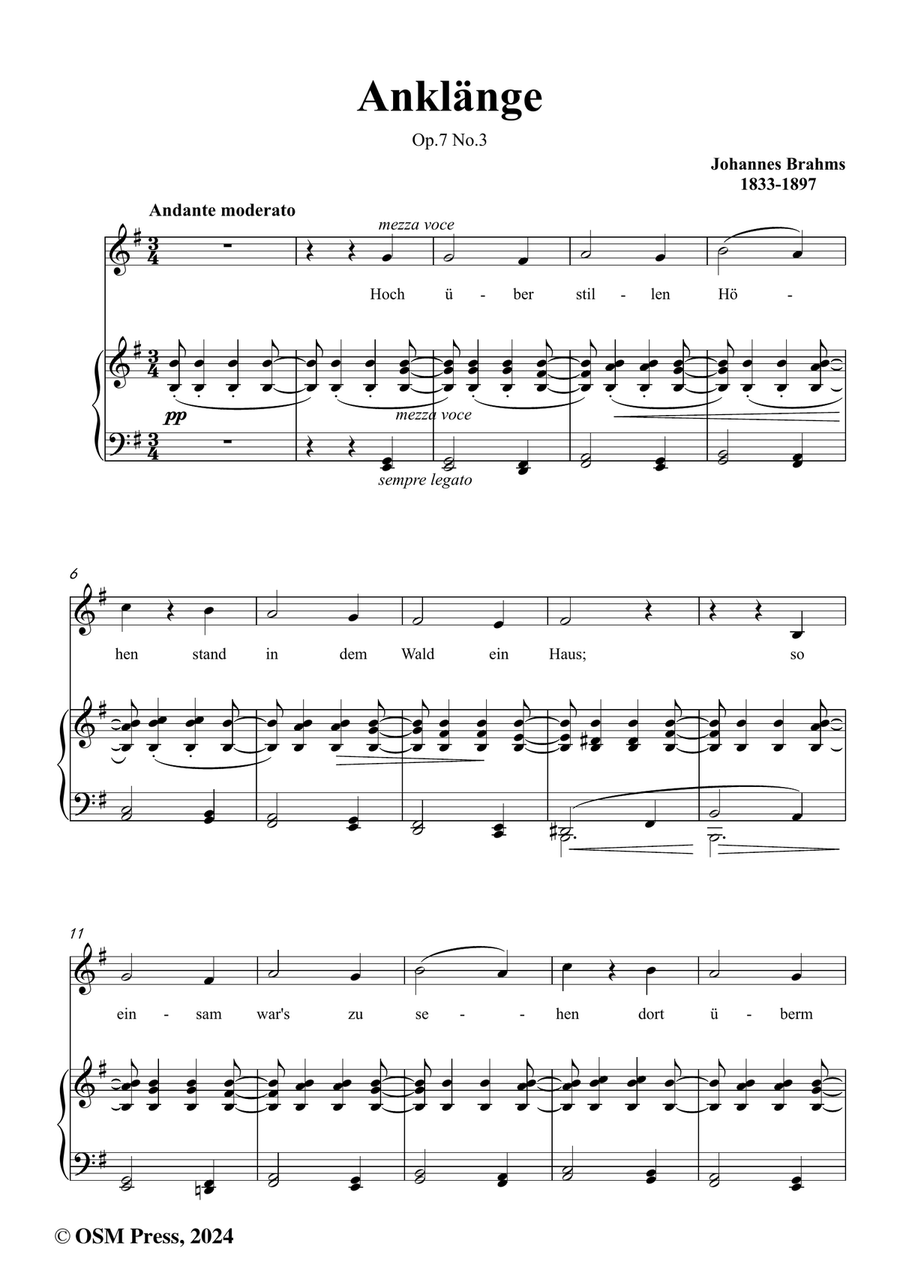 Brahms-Anklange,Op.7 No.3,in e minor Piano, Vocal scores gallery preview page 2