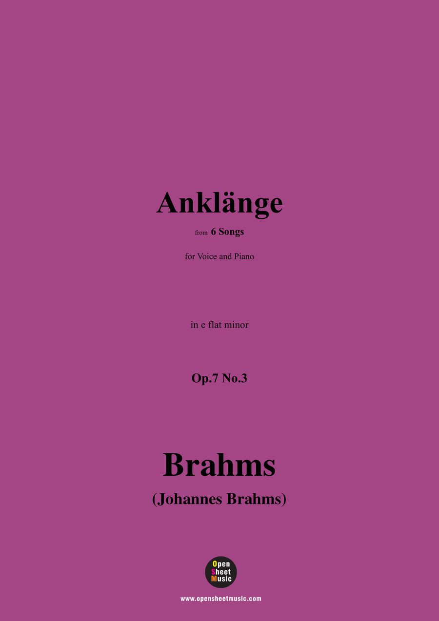 Brahms-Anklange,Op.7 No.3,in e flat minor Piano, Vocal scores gallery preview page 1