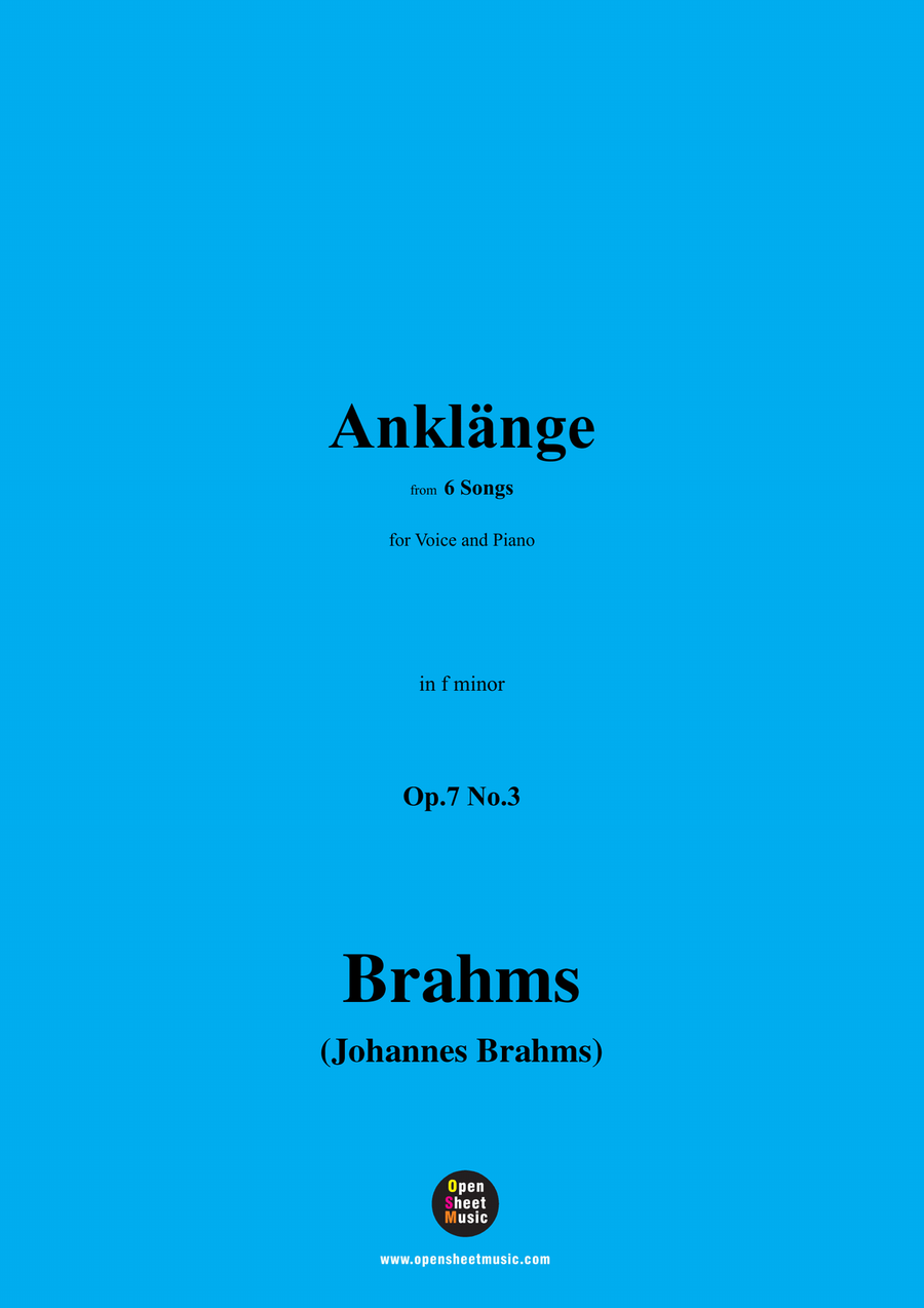Brahms-Anklange,Op.7 No.3,in f minor Piano, Vocal scores gallery preview page 1