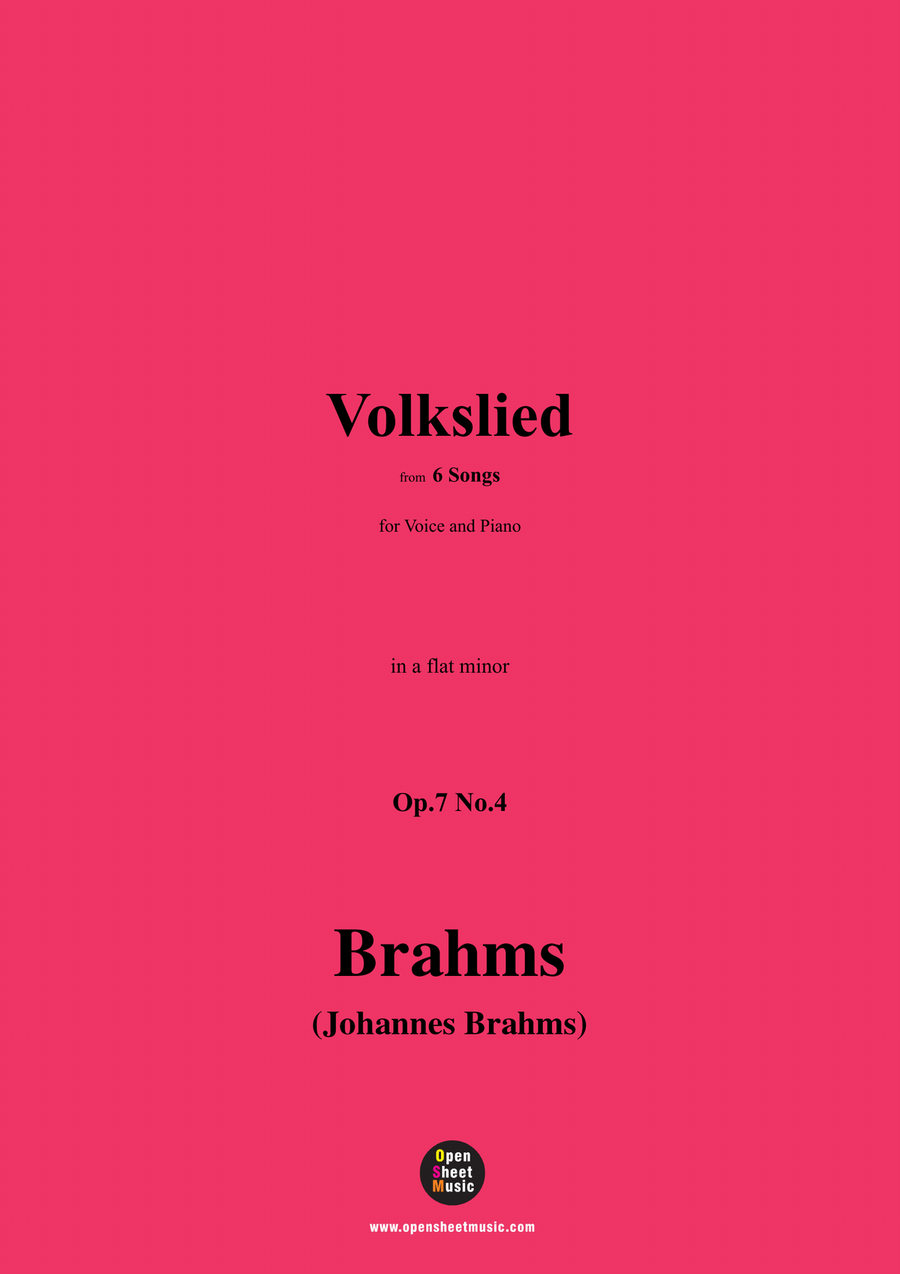 Brahms-Volkslied,Op.7 No.4,in a flat minor Piano, Vocal scores gallery preview page 1