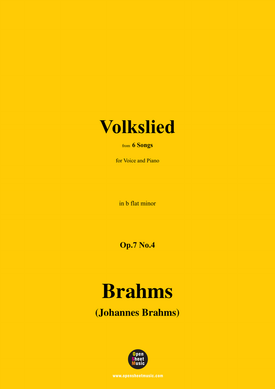 Brahms-Volkslied,Op.7 No.4,in b flat minor Piano, Vocal scores gallery preview page 1
