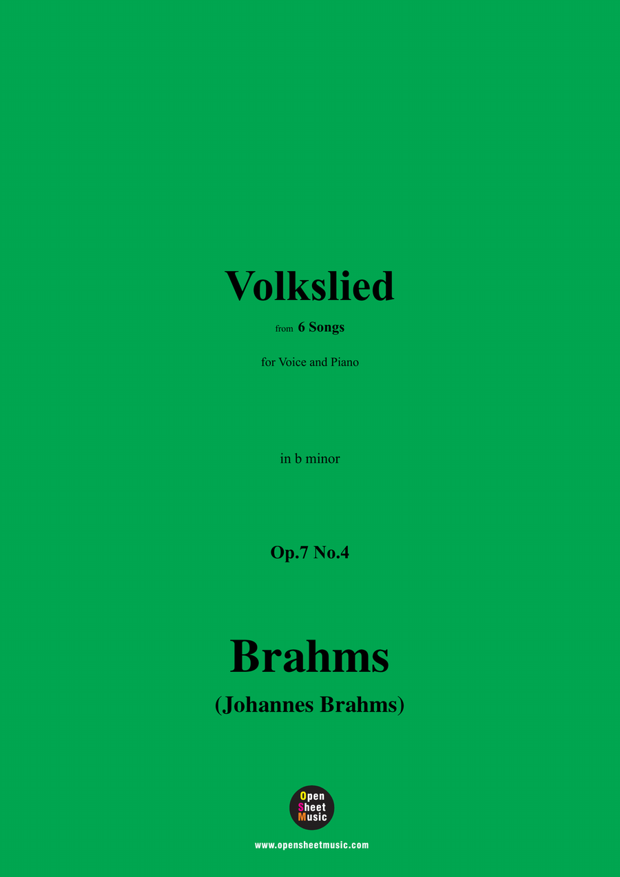 Brahms-Volkslied,Op.7 No.4,in b minor Piano, Vocal scores gallery preview page 1