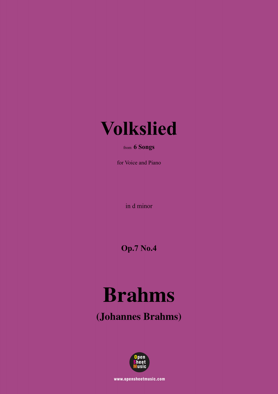 Brahms-Volkslied,Op.7 No.4,in d minor Piano, Vocal scores gallery preview page 1