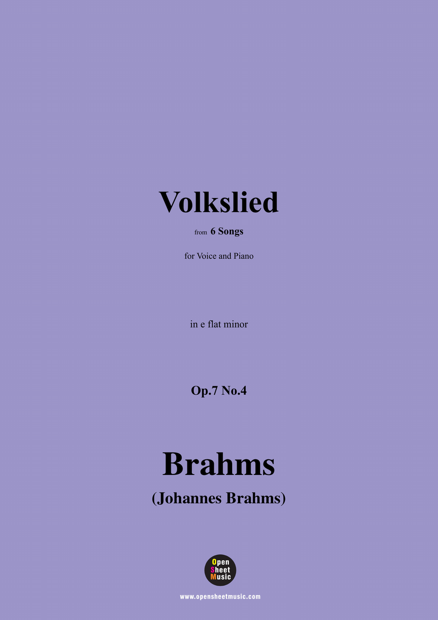 Brahms-Volkslied,Op.7 No.4,in e flat minor Piano, Vocal scores gallery preview page 1
