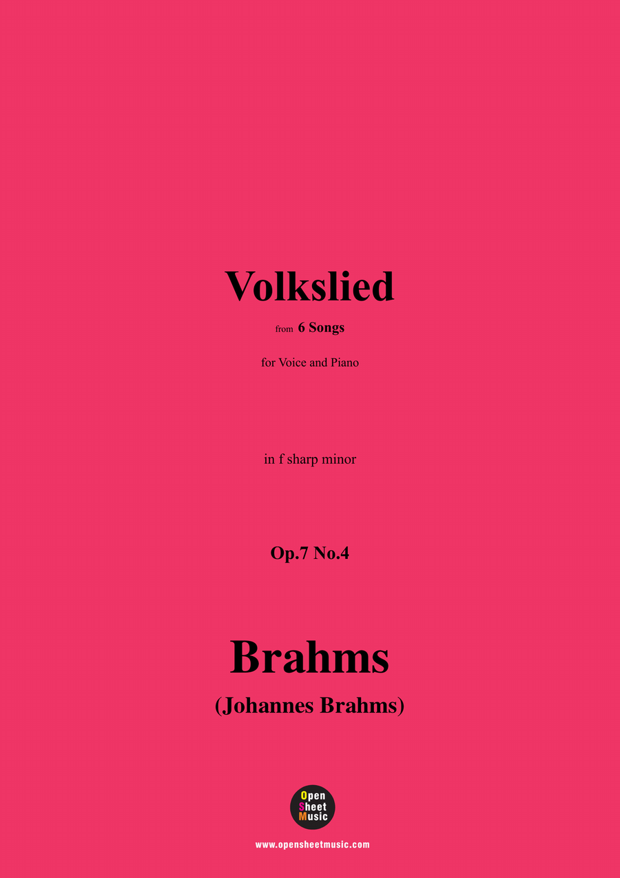 Brahms-Volkslied,Op.7 No.4,in f sharp minor Piano, Vocal scores gallery preview page 1