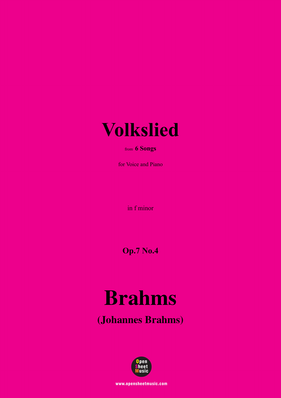 Brahms-Volkslied,Op.7 No.4,in f minor Piano, Vocal scores gallery preview page 1