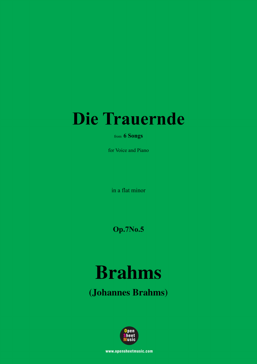 Brahms-Die Trauernde,Op.7No.5,in a flat minor Piano, Vocal scores gallery preview page 1