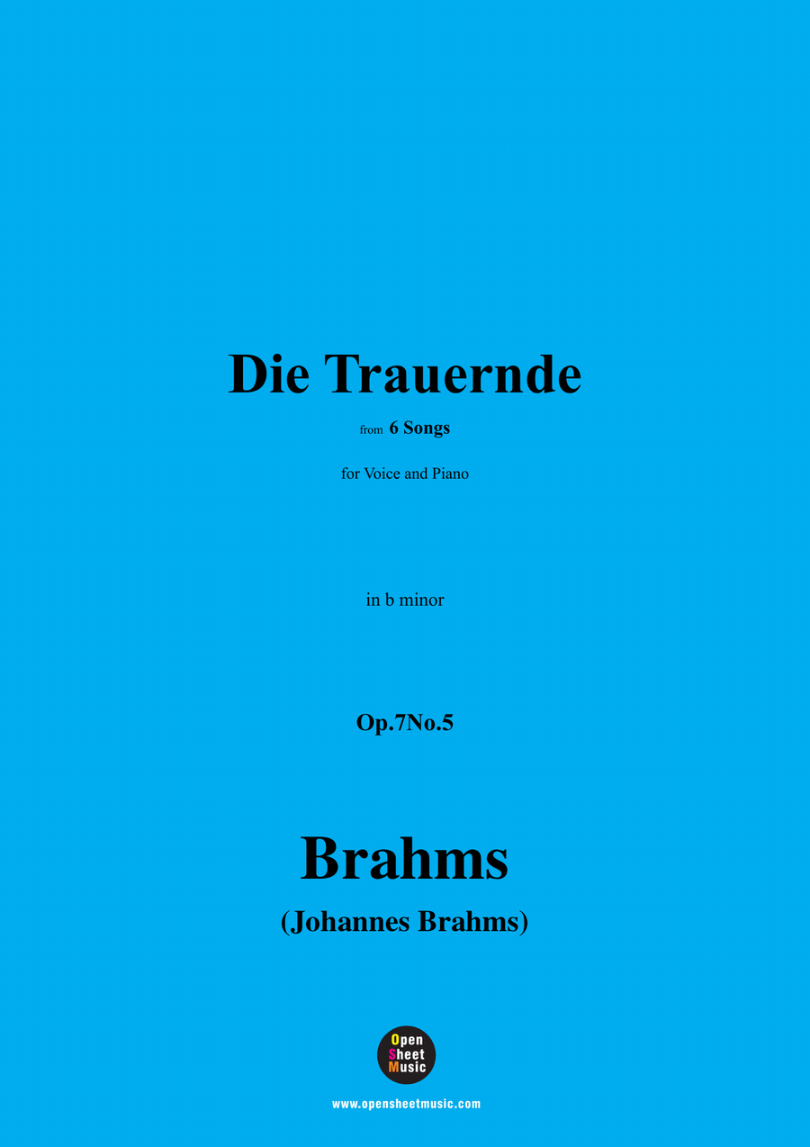 Brahms-Die Trauernde,Op.7No.5,in b minor Piano, Vocal scores gallery preview page 1