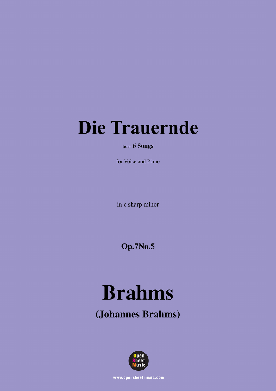 Brahms-Die Trauernde,Op.7No.5,in c sharp minor Piano, Vocal scores gallery preview page 1