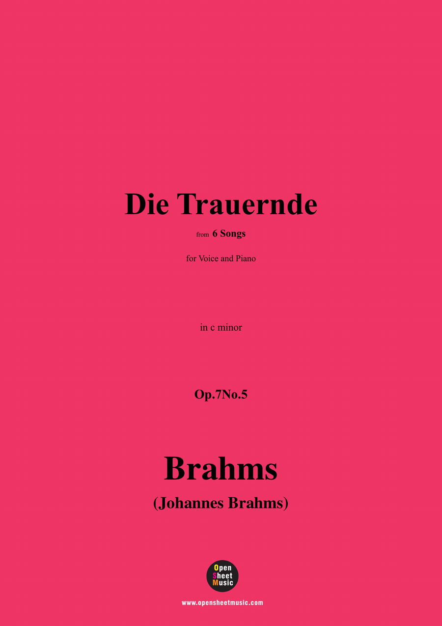 Brahms-Die Trauernde,Op.7No.5,in c minor Piano, Vocal scores gallery preview page 1